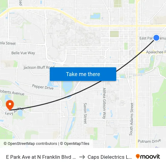 E Park Ave at N Franklin Blvd Eb to Caps Dielectrics Lab map