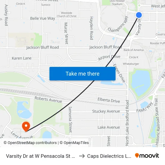 Varsity Dr at W Pensacola St Nb to Caps Dielectrics Lab map