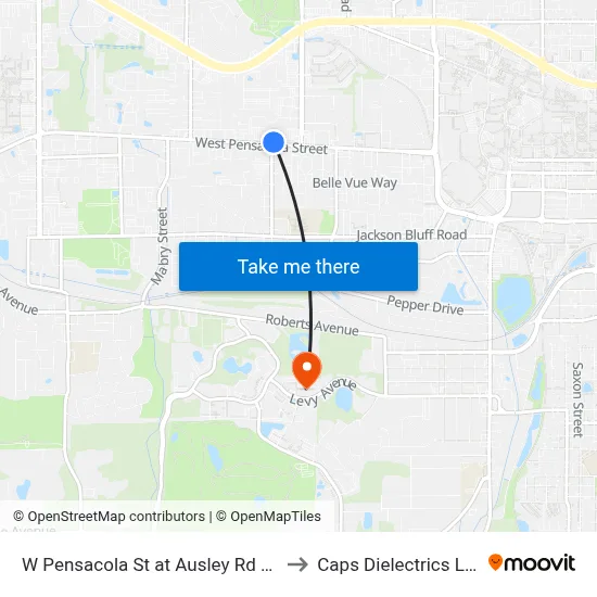 W Pensacola St at Ausley Rd Wb to Caps Dielectrics Lab map