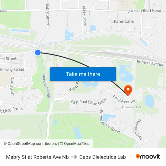 Mabry St at Roberts Ave Nb to Caps Dielectrics Lab map
