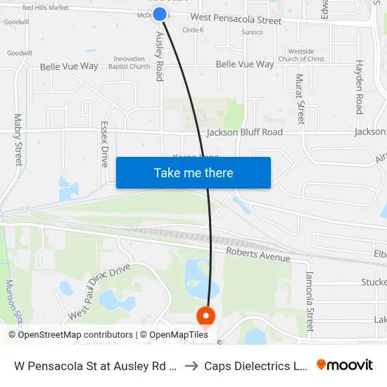W Pensacola St at Ausley Rd Eb to Caps Dielectrics Lab map