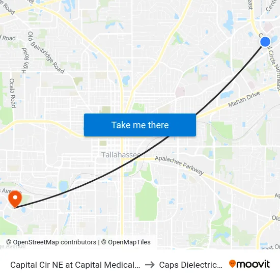 Capital Cir NE at Capital Medical Blvd Nb to Caps Dielectrics Lab map