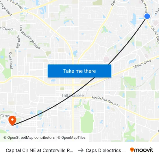 Capital Cir NE at Centerville Rd Nb to Caps Dielectrics Lab map