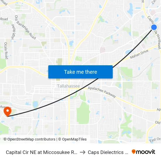 Capital Cir NE at Miccosukee Rd Sb to Caps Dielectrics Lab map
