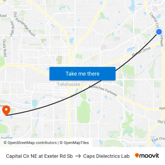 Capital Cir NE at Exeter Rd Sb to Caps Dielectrics Lab map
