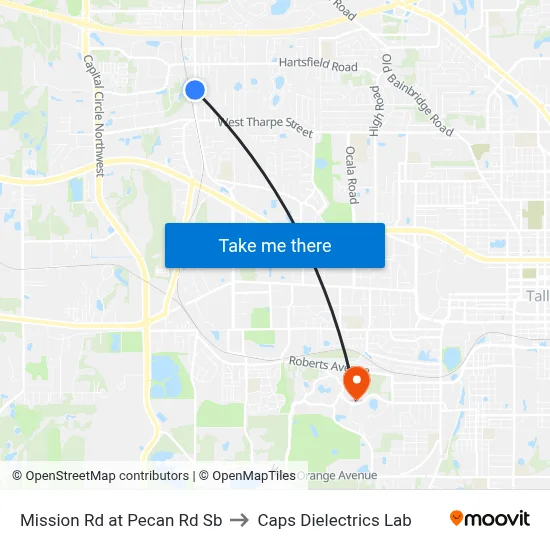 Mission Rd at Pecan Rd Sb to Caps Dielectrics Lab map