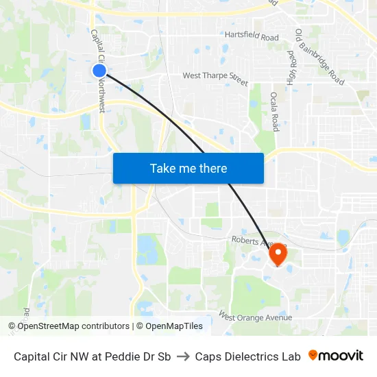 Capital Cir NW at Peddie Dr Sb to Caps Dielectrics Lab map