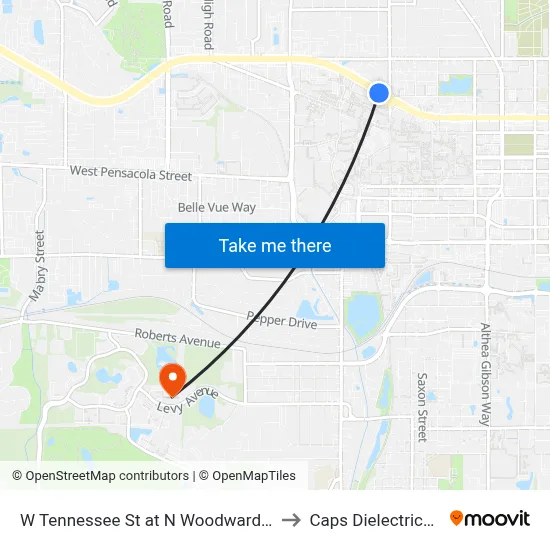 W Tennessee St at N Woodward Ave Eb to Caps Dielectrics Lab map