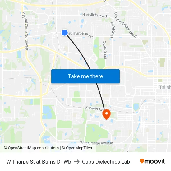 W Tharpe St at Burns Dr Wb to Caps Dielectrics Lab map