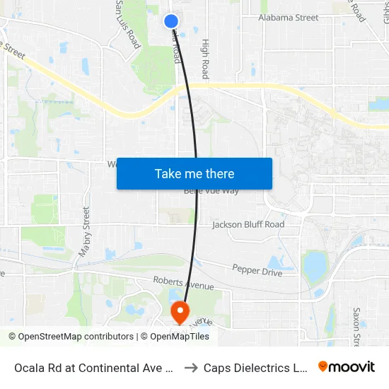 Ocala Rd at Continental Ave Sb to Caps Dielectrics Lab map