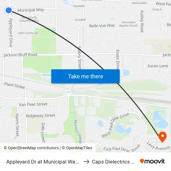 Appleyard Dr at Municipal Way Sb to Caps Dielectrics Lab map