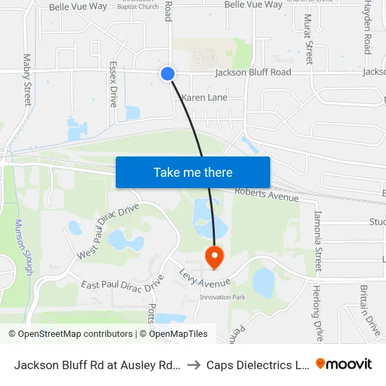 Jackson Bluff Rd at Ausley Rd Eb to Caps Dielectrics Lab map