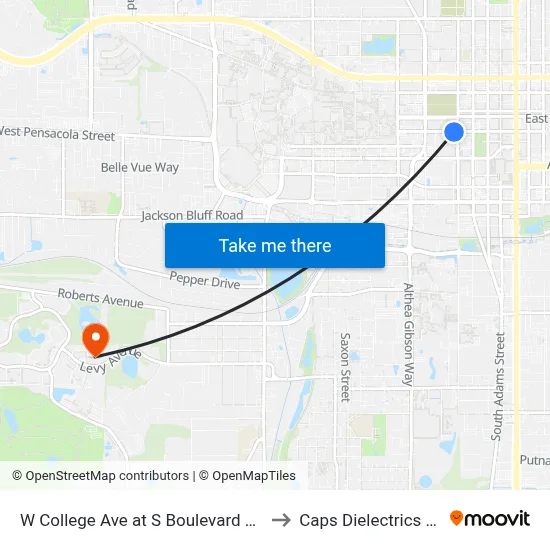 W College Ave at S Boulevard St Eb to Caps Dielectrics Lab map