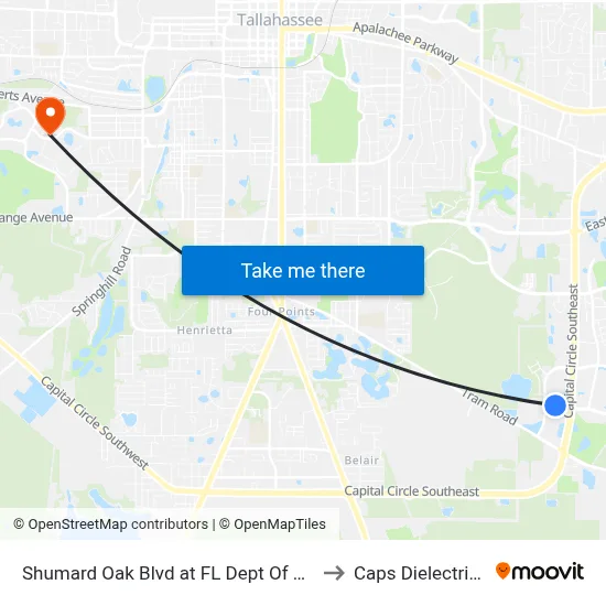 Shumard Oak Blvd at FL Dept Of Revenue Wb to Caps Dielectrics Lab map