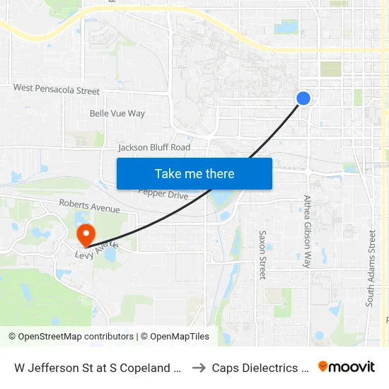 W Jefferson St at S Copeland St Sb to Caps Dielectrics Lab map