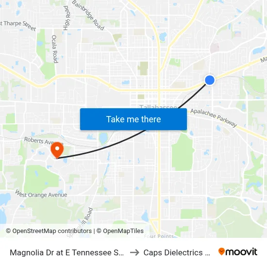 Magnolia Dr at E Tennessee St Sb to Caps Dielectrics Lab map
