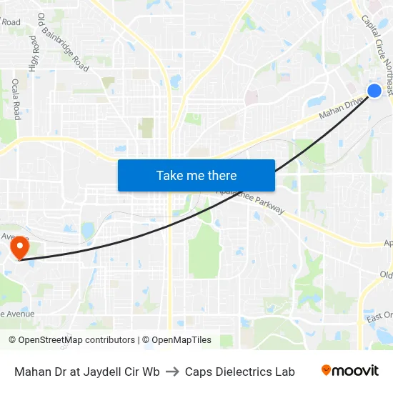 Mahan Dr at Jaydell Cir Wb to Caps Dielectrics Lab map