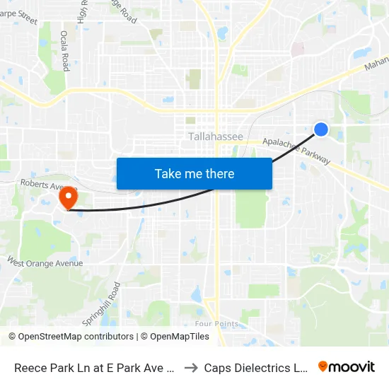 Reece Park Ln at E Park Ave Sb to Caps Dielectrics Lab map