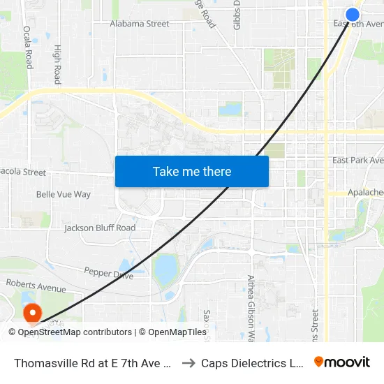 Thomasville Rd at E 7th Ave Sb to Caps Dielectrics Lab map