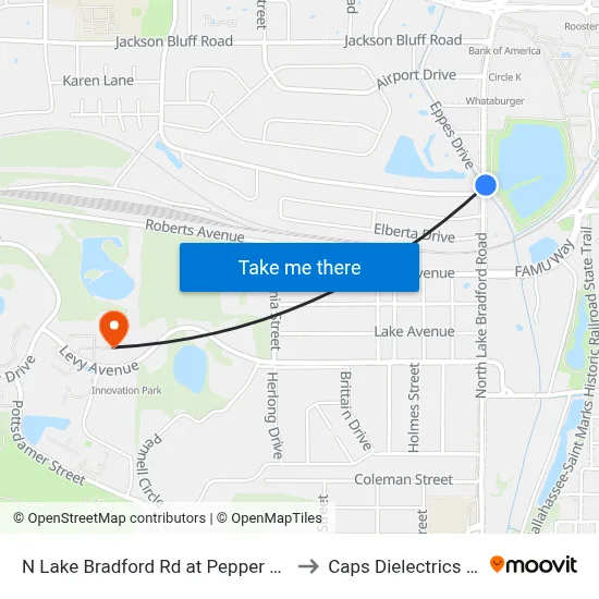 N Lake Bradford Rd at Pepper Dr Nb to Caps Dielectrics Lab map