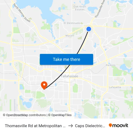 Thomasville Rd at Metropolitan Blvd Nb to Caps Dielectrics Lab map