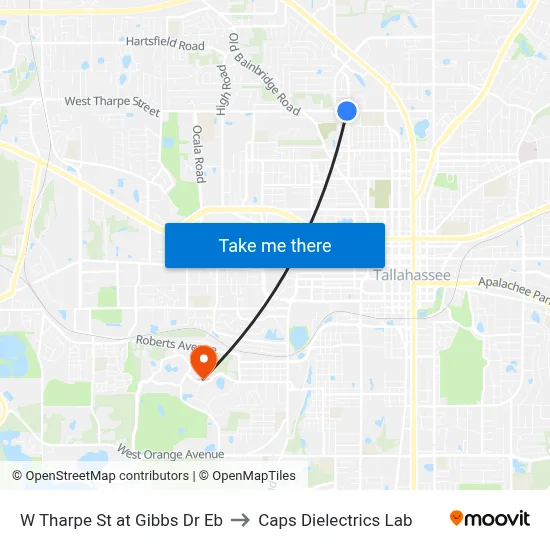 W Tharpe St at Gibbs Dr Eb to Caps Dielectrics Lab map