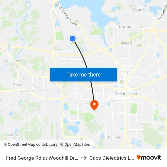Fred George Rd at Woodhill Dr Sb to Caps Dielectrics Lab map