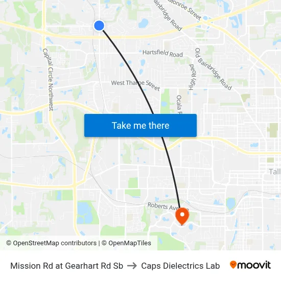 Mission Rd at Gearhart Rd Sb to Caps Dielectrics Lab map