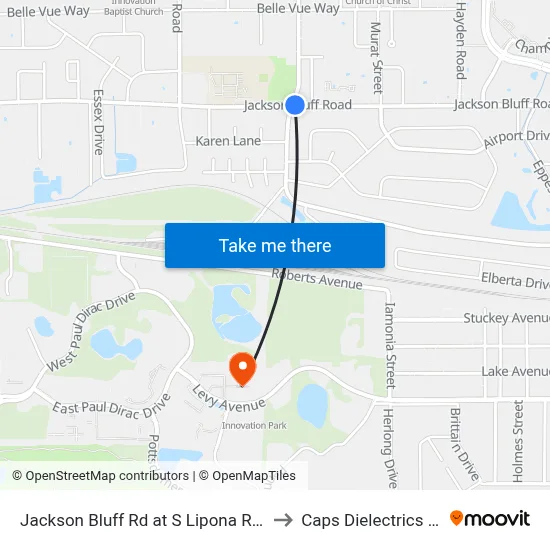 Jackson Bluff Rd at S Lipona Rd Wb to Caps Dielectrics Lab map