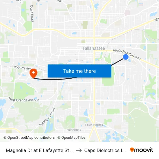 Magnolia Dr at E Lafayette St Sb to Caps Dielectrics Lab map