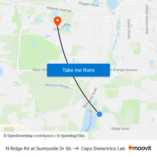 N Ridge Rd at Sunnyside Dr Sb to Caps Dielectrics Lab map