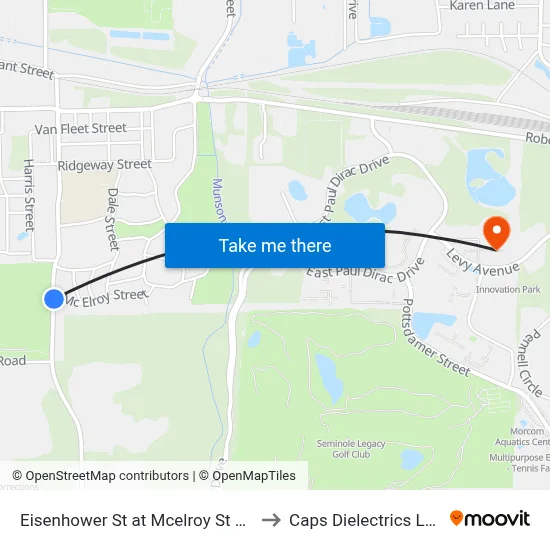 Eisenhower St at Mcelroy St Nb to Caps Dielectrics Lab map