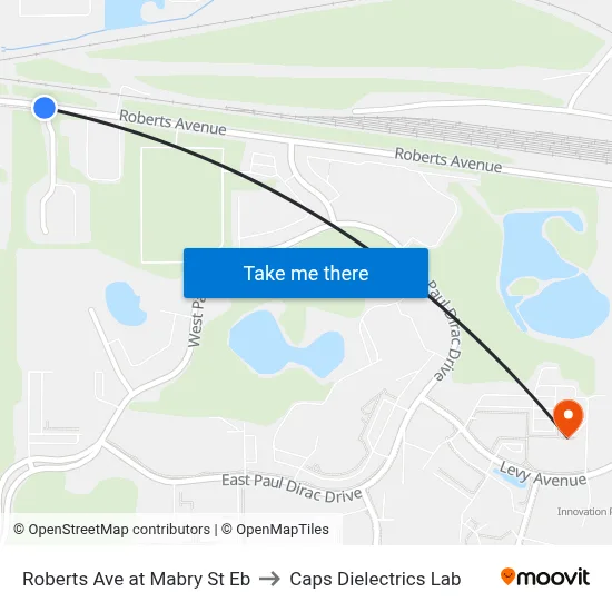 Roberts Ave at Mabry St Eb to Caps Dielectrics Lab map