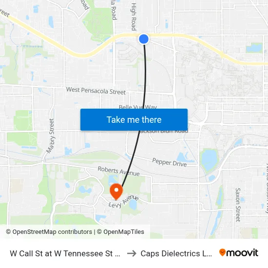 W Call St at W Tennessee St Eb to Caps Dielectrics Lab map