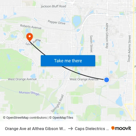 Orange Ave at Althea Gibson Way Eb to Caps Dielectrics Lab map