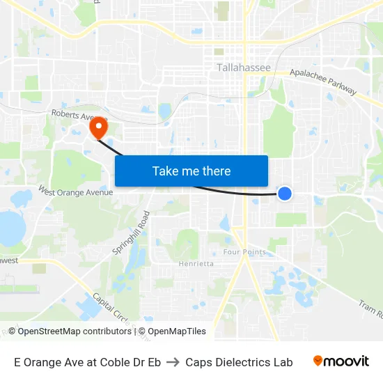 E Orange Ave at Coble Dr Eb to Caps Dielectrics Lab map