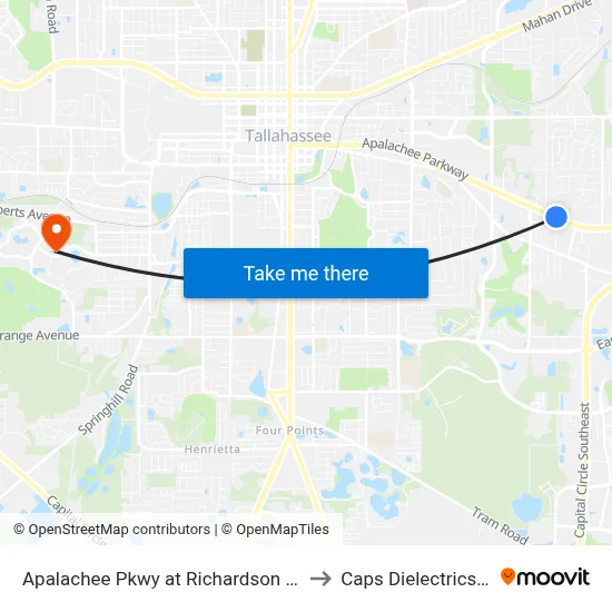 Apalachee Pkwy at Richardson Rd Wb to Caps Dielectrics Lab map