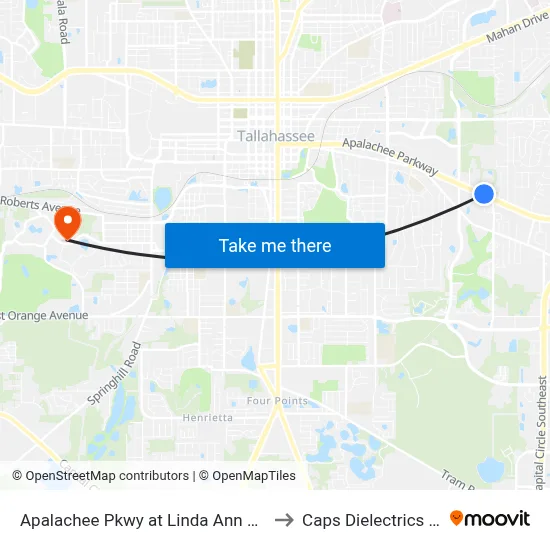 Apalachee Pkwy at Linda Ann Dr Wb to Caps Dielectrics Lab map