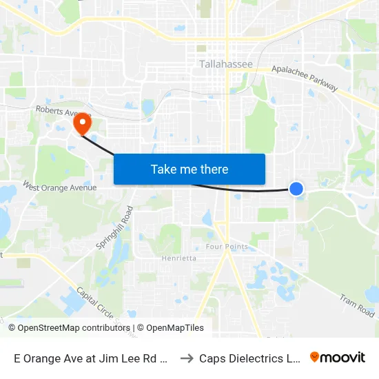 E Orange Ave at Jim Lee Rd Wb to Caps Dielectrics Lab map