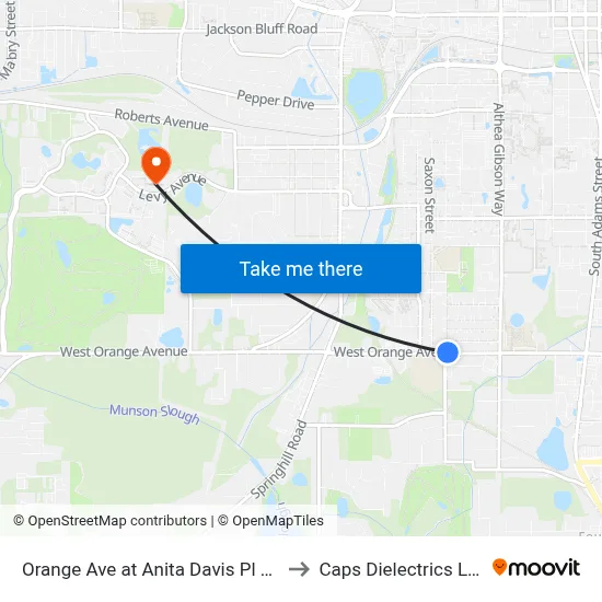 Orange Ave at Anita Davis Pl Wb to Caps Dielectrics Lab map