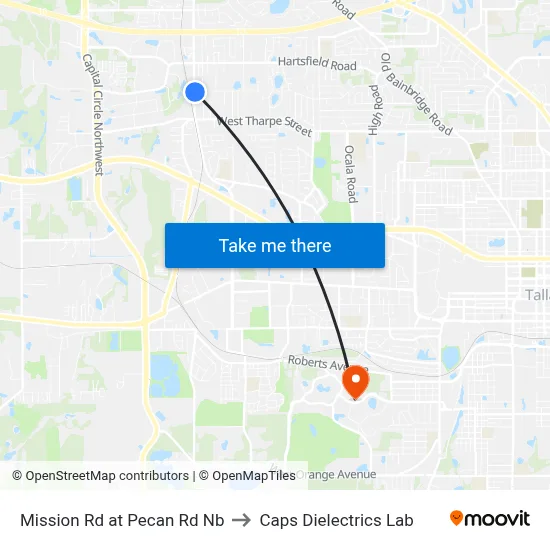 Mission Rd at Pecan Rd Nb to Caps Dielectrics Lab map
