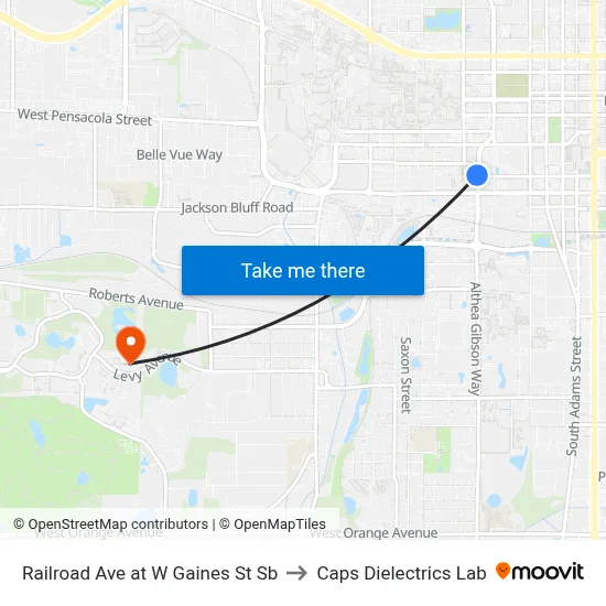 Railroad Ave at W Gaines St Sb to Caps Dielectrics Lab map