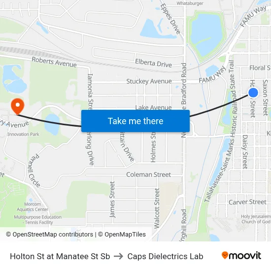 Holton St at Manatee St Sb to Caps Dielectrics Lab map