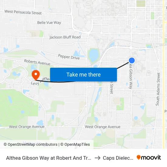 Althea Gibson Way at Robert And Trudie Perkins Way Nb to Caps Dielectrics Lab map