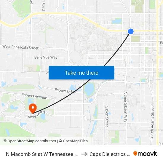 N Macomb St at W Tennessee St Nb to Caps Dielectrics Lab map