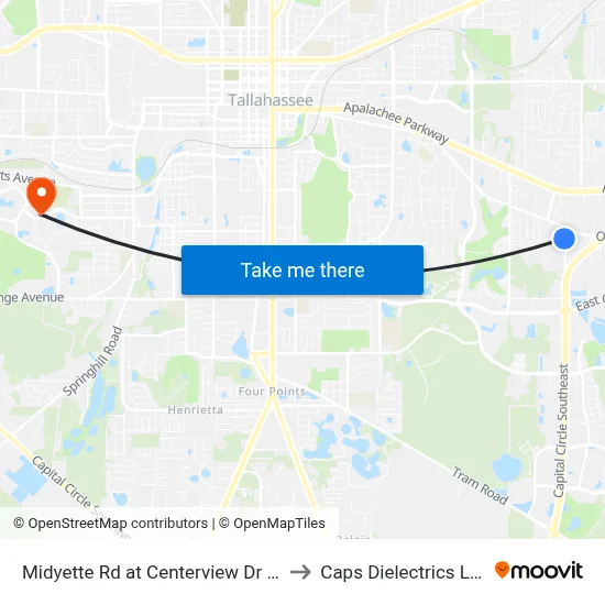Midyette Rd at Centerview Dr Sb to Caps Dielectrics Lab map