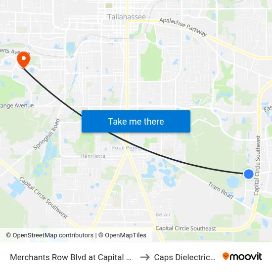 Merchants Row Blvd at Capital Cir SE Eb to Caps Dielectrics Lab map