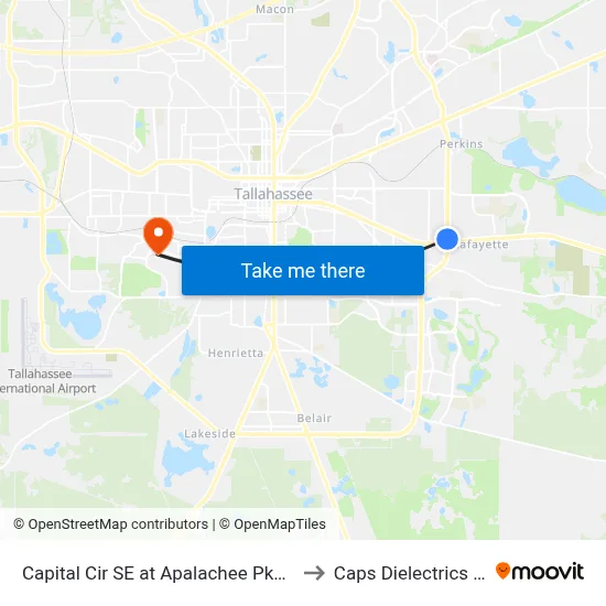 Capital Cir SE at Apalachee Pkwy Nb to Caps Dielectrics Lab map