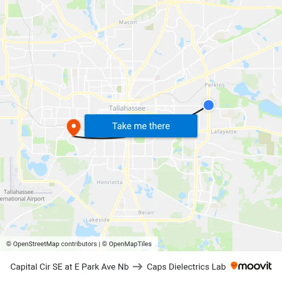 Capital Cir SE at E Park Ave Nb to Caps Dielectrics Lab map