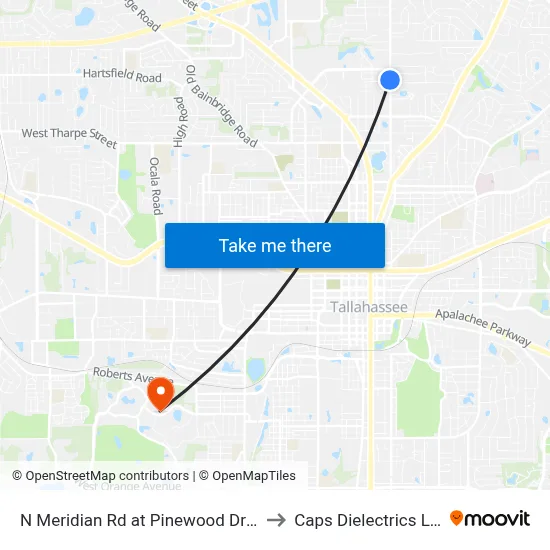 N Meridian Rd at Pinewood Dr Sb to Caps Dielectrics Lab map
